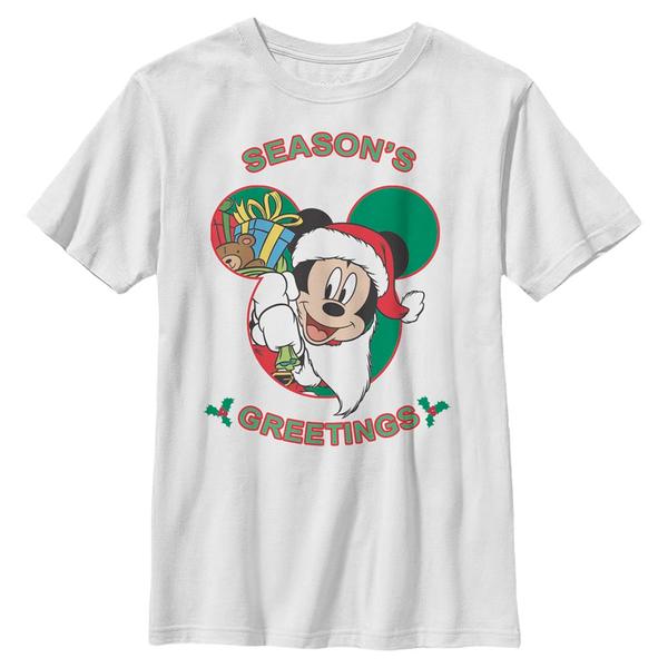 Aperçu: Disney Classics - Mickey Mouse - Mickey Mouse Mickeys Greeting - Christmas - Enfant T-shirt - Blanc - Devant