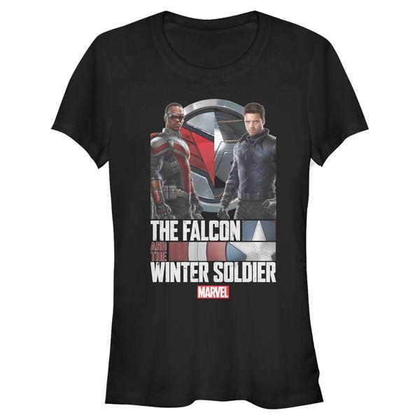 Aperçu: Marvel - Falcon et le soldat de l'hiver - Photo de groupe Photo Real - Femme T-shirt - Noir - Devant