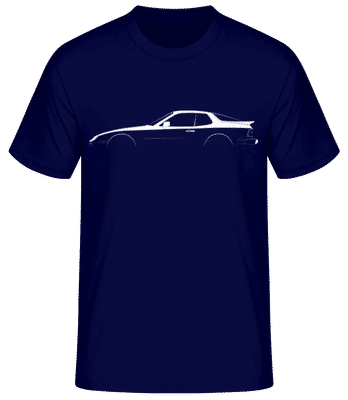'Porsche 944 Turbo' Silhouette - Pánske basic tričko - Namornícka modrá - Predné