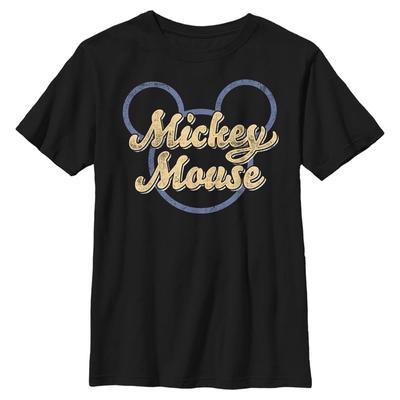 Disney Classics - Ratón Miguelito Miguelín - Mickey Script - Niños Camiseta - Negro - delante