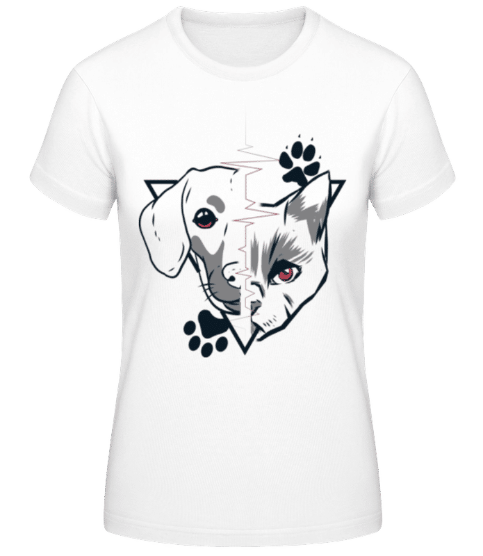 Preview: Cat And Dog - Women's Basic T-Shirt - White - Front