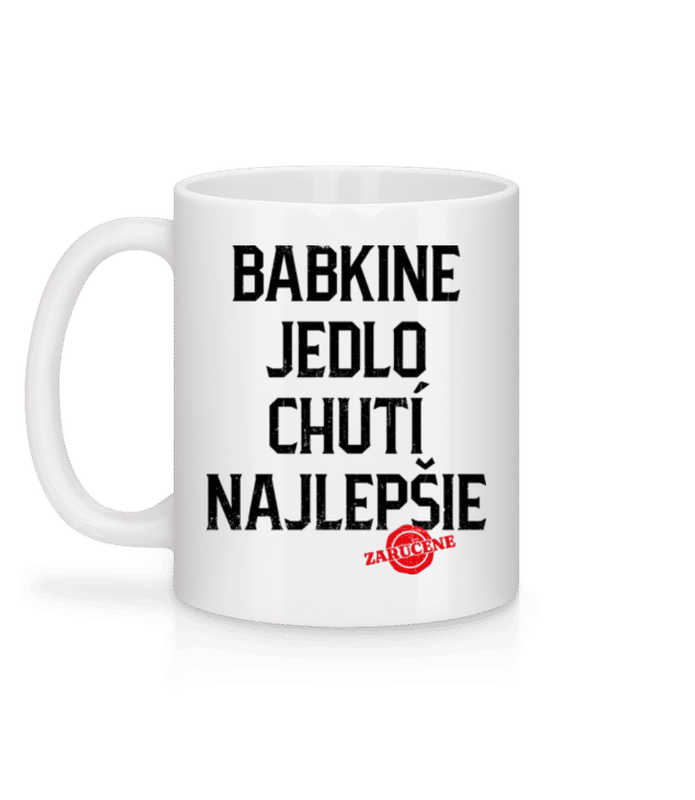 Náhľad: Babkine Jedlo Chutí Najlepšie - Keramický hrnček - Biela - Za