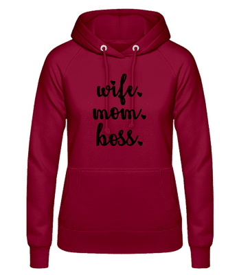 Motiv Wife Mom Boss - Frauen Hoodie - Bordeaux - Vorne