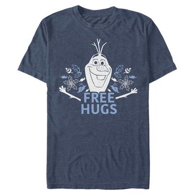 Disney - La Reine des neiges - Text Free Olaf Hugs - Homme T-shirt - Bleu marine chiné - Devant