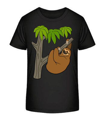 Sloth On The Tree - Kid's Organic T-Shirt Stanley Stella 2.0 - Black - Front