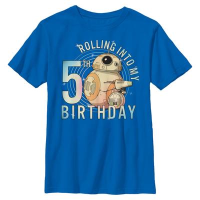 Star Wars - Der Aufstieg Skywalkers - D-0 & BB-8 Rolling Into My 5th Birthday - Geburtstag - Kinder T-Shirt - Royalblau - Vorne