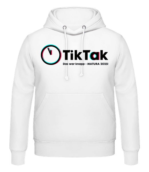 Vorschau: Tik Tak Matura 2025 - Männer Hoodie - Weiß - Vorne