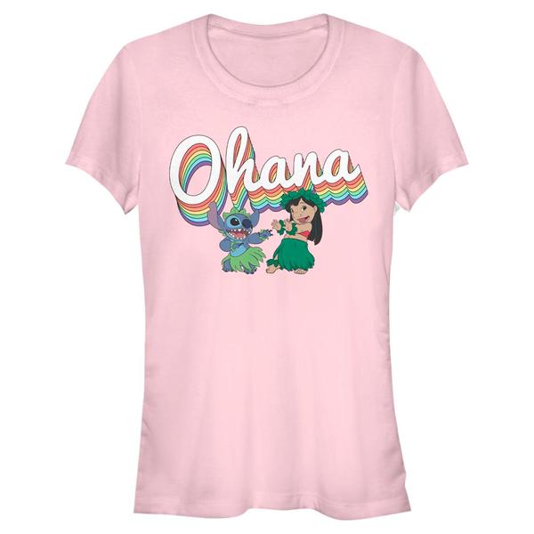 Preview: Disney Classics - Lilo & Stitch - Lilo & Stitch Rainbow Ohana - Women's T-Shirt - Pink - Front