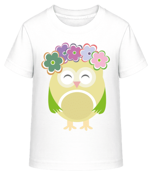 Aperçu: Hibou Avec Fleurs - T-shirt shirtinator Enfant - Blanc - Devant