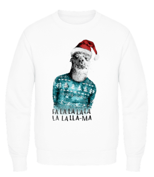 Vorschau: Weihnachts Lama - Männer Pullover - Weiß - Vorne