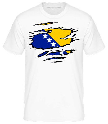 Ripped Flag Bosnia and Herzegovina - Men's B&C T-Shirt - White - Front