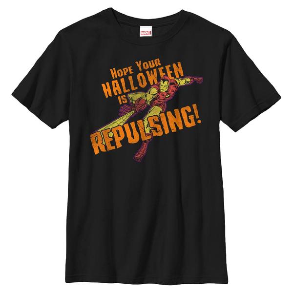 Preview: Marvel - Avengers - Iron Man Repulsing Halloween - Halloween - Kids T-Shirt - Black - Front