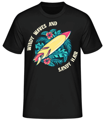 Windy Waves Sandy Hair - Männer Basic T-Shirt - Schwarz - Vorne
