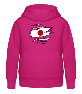 Ripped Flag Japan - Kid's Hoodie - Fuchsia - Front