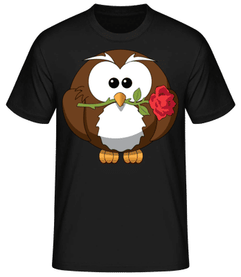 Valentine's Day Owl - Men's Basic T-Shirt - Black - Front