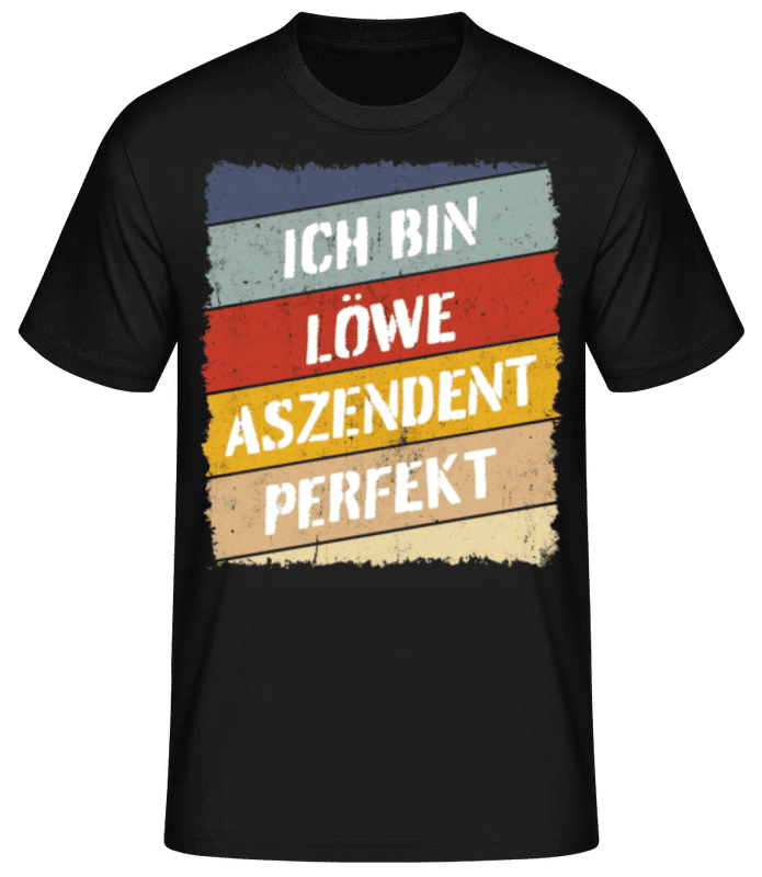Vorschau: Löwe Aszendent Perfekt Retro Stil - Männer Basic T-Shirt - Schwarz - Vorne