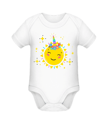 Soleil Heureux - Body manches courtes bio - Blanc - Devant