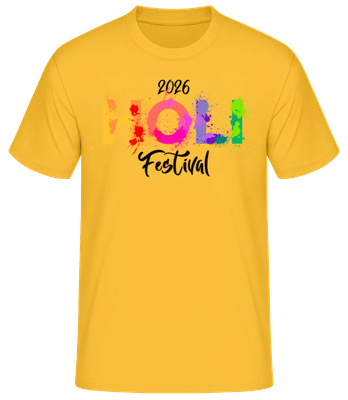 Holi Festival 2026 - Männer Basic T-Shirt - Goldgelb - Vorne