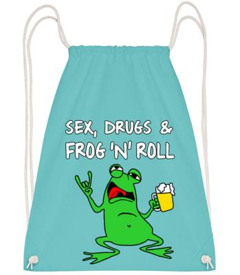Sex Drugs Frog'n'Roll - Drawstring batoh se šňůrkami - Světle modrá - Napřed