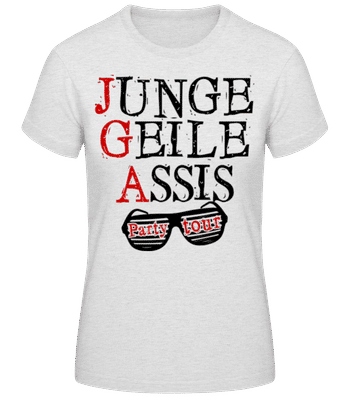 Junge, Geile Assis - Frauen Basic T-Shirt - Grau meliert - Vorne