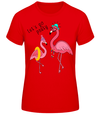 Party Flamingos - Women's Basic T-Shirt - Red - Front