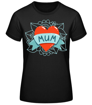 Mum Heart Icon - Women's Basic T-Shirt - Black - Front