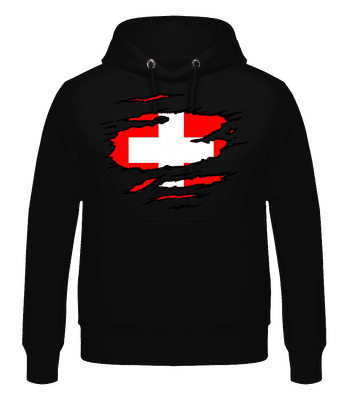 Ripped Flag Switzerland - Männer Hoodie - Schwarz - Vorne