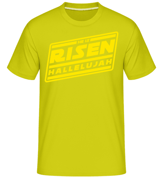 Aperçu: He Is Risen Hallelujah -  T-Shirt Shirtinator homme - Citron vert - Devant