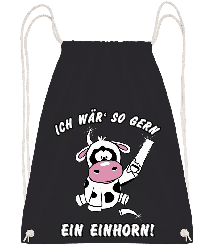 Vorschau: Ich Wär So Gern Ein Einhorn - Turnbeutel - Schwarz - Vorn