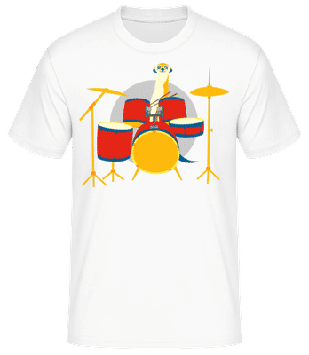 Meerkat Playing Drums - T-shirt standard Homme - Blanc - Devant