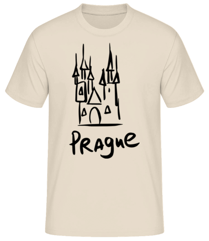 Vista previa: Prague Sign Black - Camiseta básica para hombre - Crema - delante