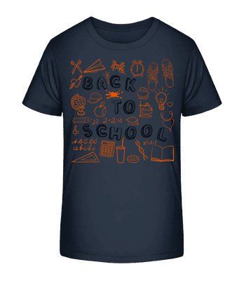 Back To School Symbols - T-shirt bio Enfant Stanley Stella 2.0 - Bleu marine - Devant