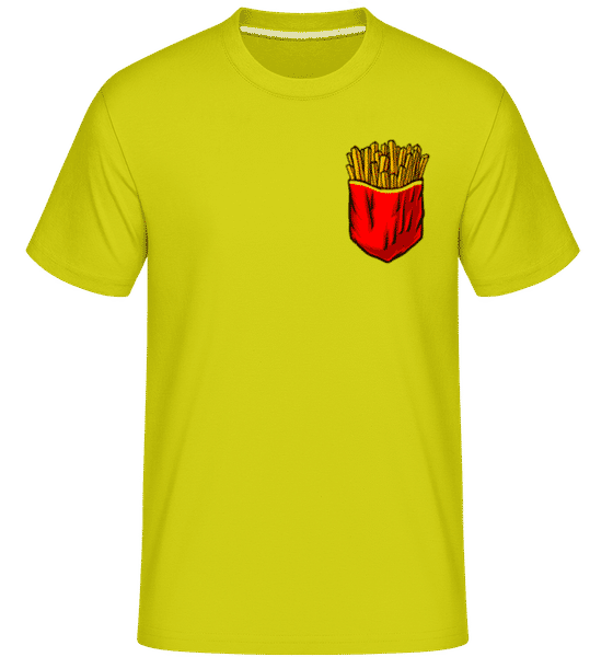 Preview: Breast Pocket Fries -  Shirtinator Men's T-Shirt - Lime - Front