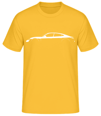 'Porsche Taycan Turbo S' Silhouette - Männer Basic T-Shirt - Goldgelb - Vorne