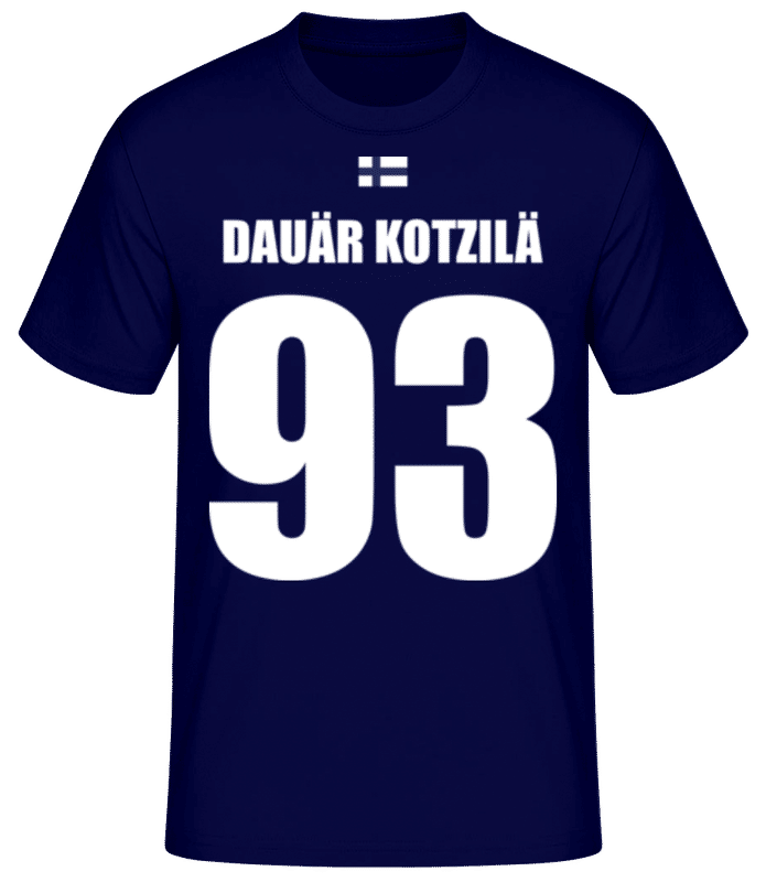 Vorschau: Finnland Fußball Trikot Dauär Kotzilä - Männer Basic T-Shirt - Marine - Vorne