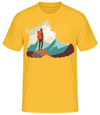 Silhouette de Chaussure de Randonnée - T-shirt standard Homme - Jaune doré - Devant