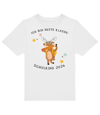 Schulkind 2026 Elch - Kinder T-Shirt B&C - Weiß - Vorne