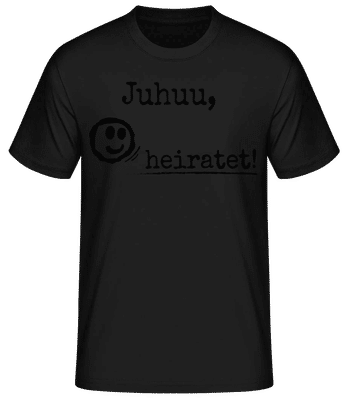 Juhuu, NAME Heiratet - Männer Basic T-Shirt - Schwarz - Vorne