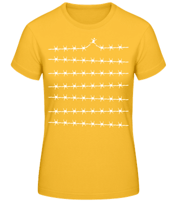  Liberté de Fil de Fer Barbelé - T-shirt standard Femme - Jaune doré - Devant