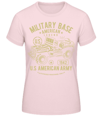 American Army Jeep - Women's Basic T-Shirt - Pink - Front