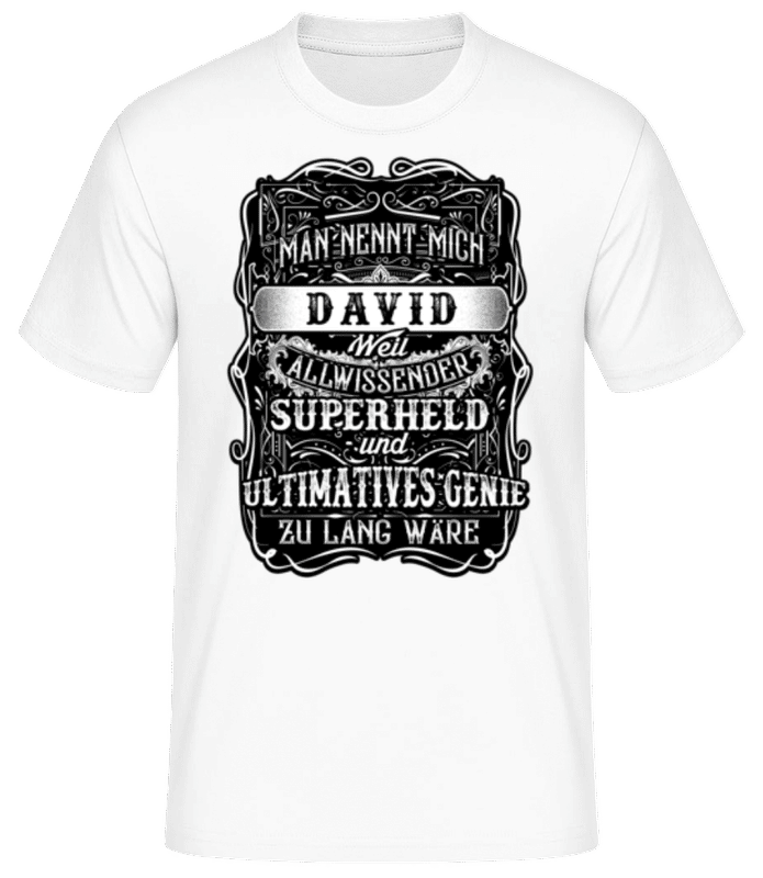 Vorschau: Man Nennt Mich David - Männer Basic T-Shirt - Weiß - Vorne