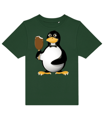 Penguin Is Eating An Ice Cream - Camiseta niño B&C - Verde botella - delante