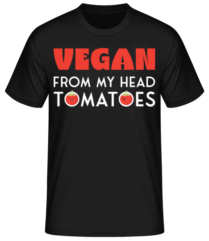 Vista previa: Vegan From My Head Tomatoes - Camiseta básica para hombre - Negro - delante