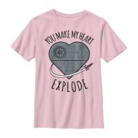 Star Wars - Death Star Heart Explode - Valentinstag - Kinder T-Shirt - Rosa - Vorne
