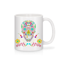 barevné Skull - Keramický hrnek - Bílá - Napřed