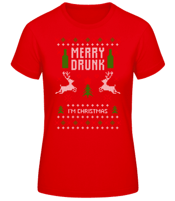 Merry Drunk I Am  Christmas - Dámské basic tričko - Červená - Napřed