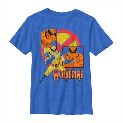 Marvel - Wolverine Claw Panels - Kinder T-Shirt - Royalblau meliert - Vorne