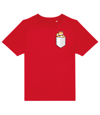 Brusttasche Fuchs Familie - Kinder T-Shirt B&C - Rot - Vorne
