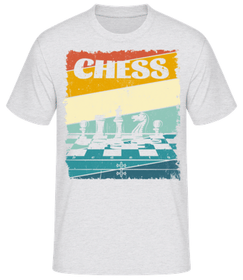 Retro Chess - Pánské basic tričko - Melírově šedá - Napřed