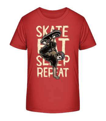 Skate Eat Sleep Repeat - Kid's Organic T-Shirt Stanley Stella 2.0 - Red - Front